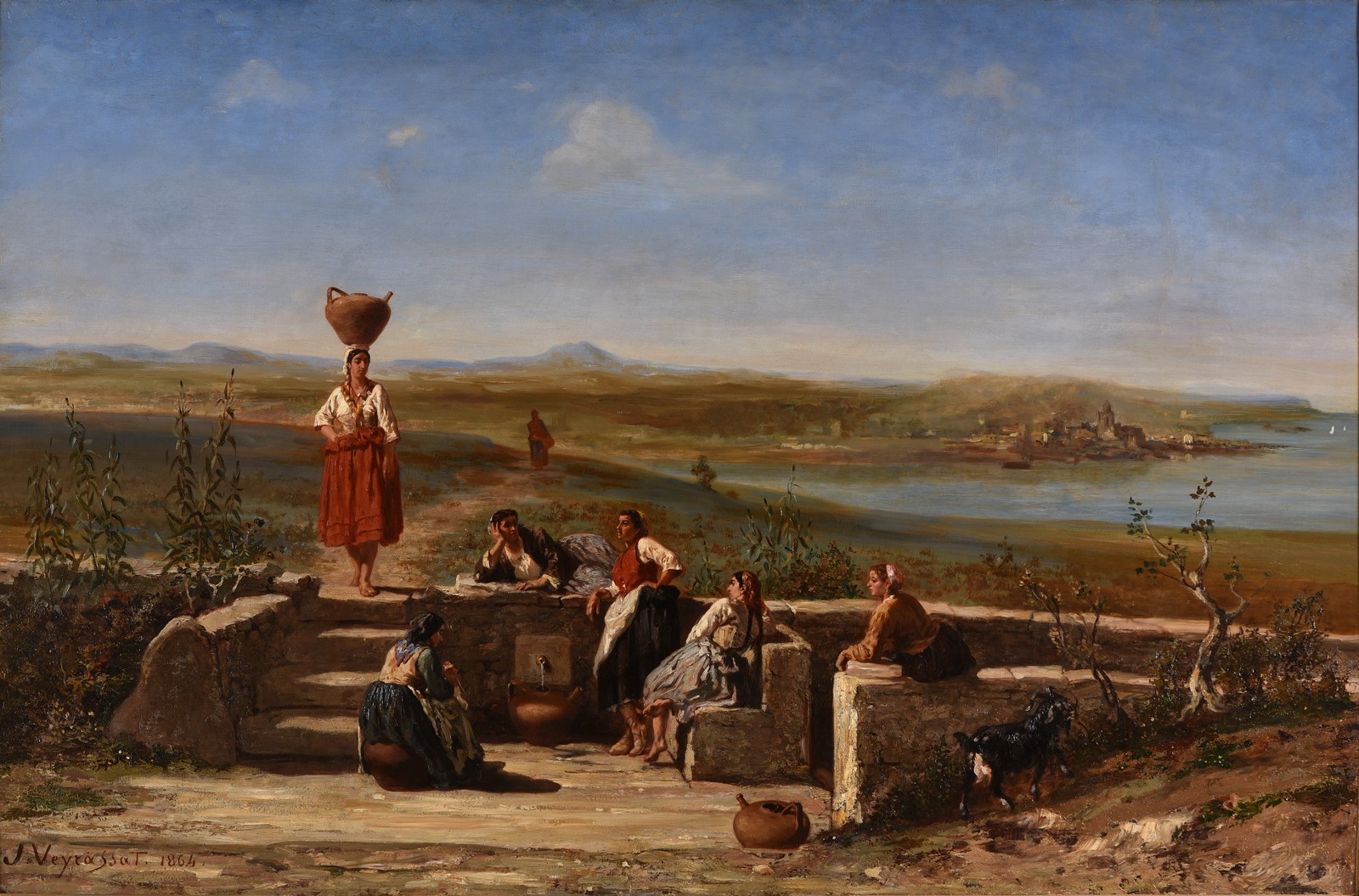 Une fontaine à Hendaye, Jules-Jacques Veyrassat, 1864