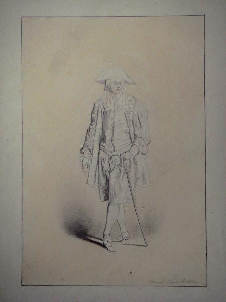 Portrait de gentilhomme d'après Watteau (Gentilhomme en pied), Jules Adolphe Chauvet, 2e moitié 19e siècle