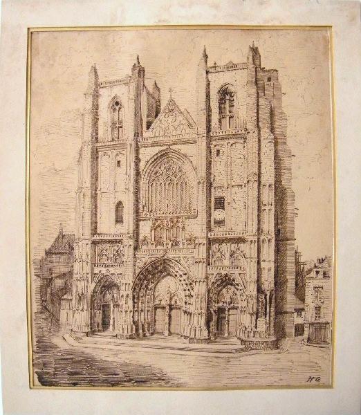 Façade de la cathédrale de Nantes, G H, 19e siècle