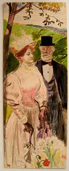 Couple à la campagne, Oswald Heidbrinck, 4e quart 19e siècle, 1er quart 20e siècle