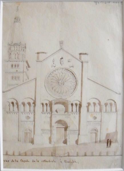 Vue de la façade de la cathédrale, Modène, Auguste Constantin, 1808