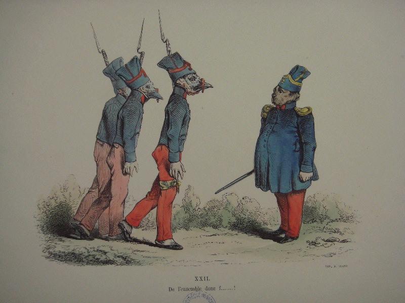 Les métamorphoses du jour (planche 17) : De l'ensemble donc f... !, Grandville, 19e siècle