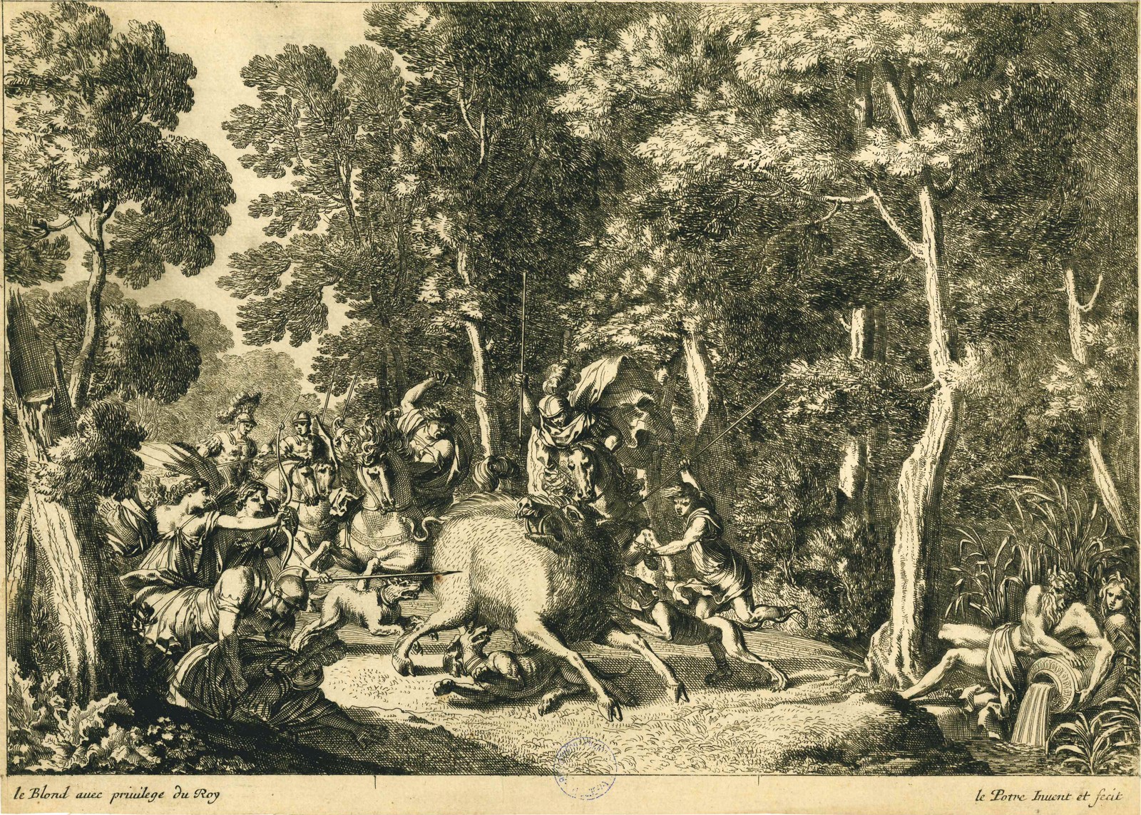 Scène de chasse au sanglier, Jean Le Pautre