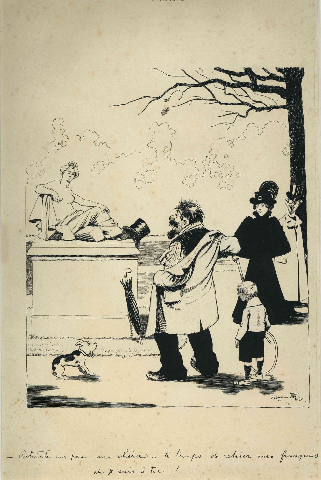 Illusion ; Patiente un peu, ma chérie... le temps de retirer mes frusques et je suis à toi!..., Benjamin Rabier, 1897