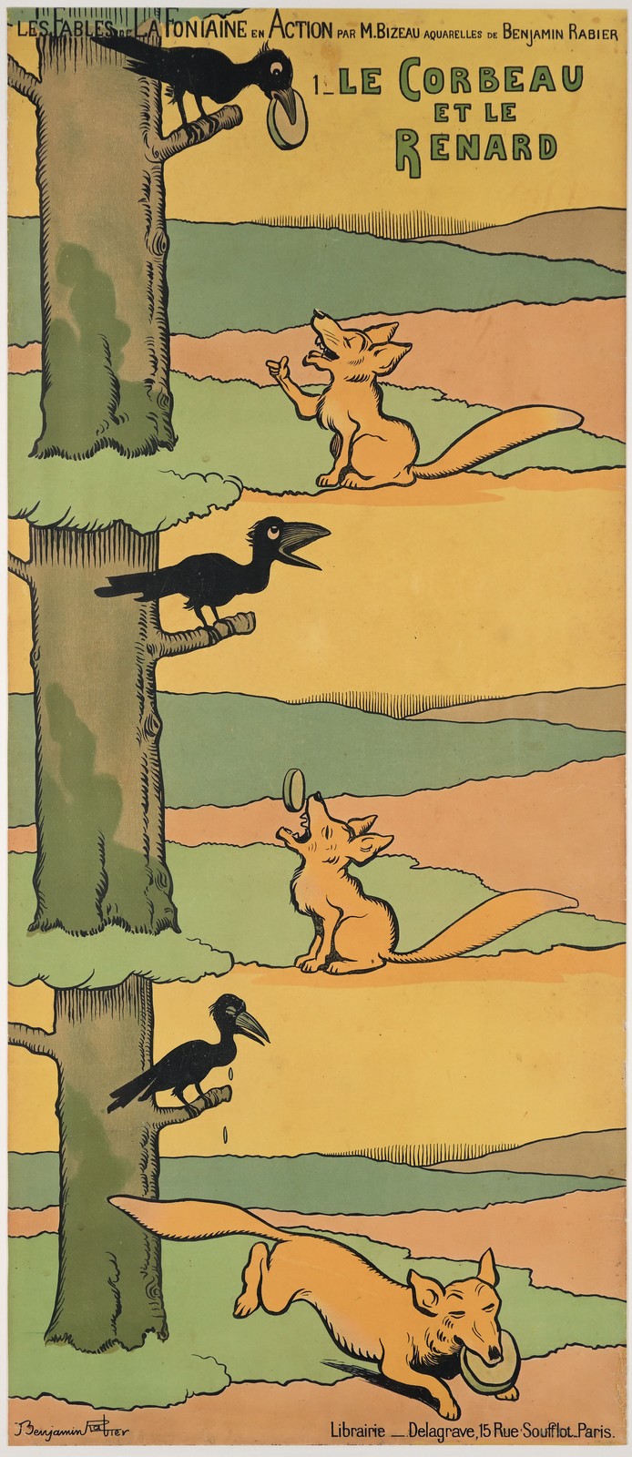 Le corbeau et le renard, Benjamin Rabier, 1er quart 20e siècle