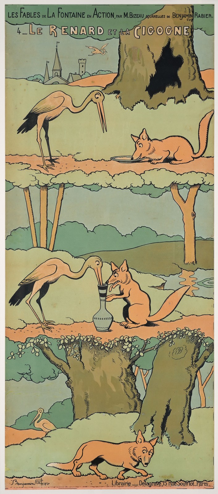 Le renard et la cigogne, Benjamin Rabier, 1er quart 20e siècle