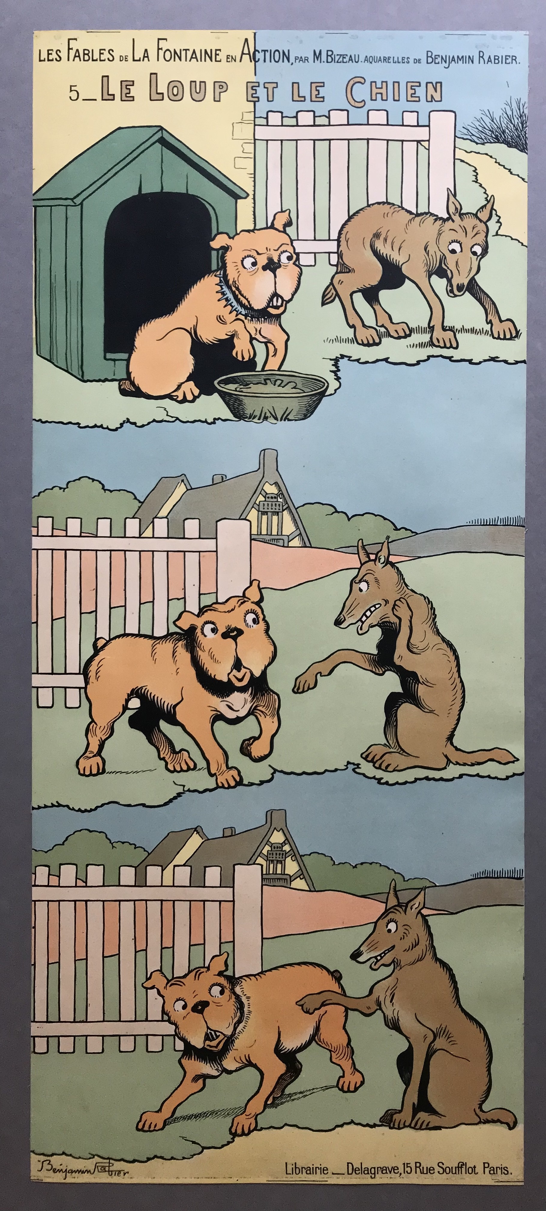 Le loup et le chien, Benjamin Rabier, 1er quart 20e siècle