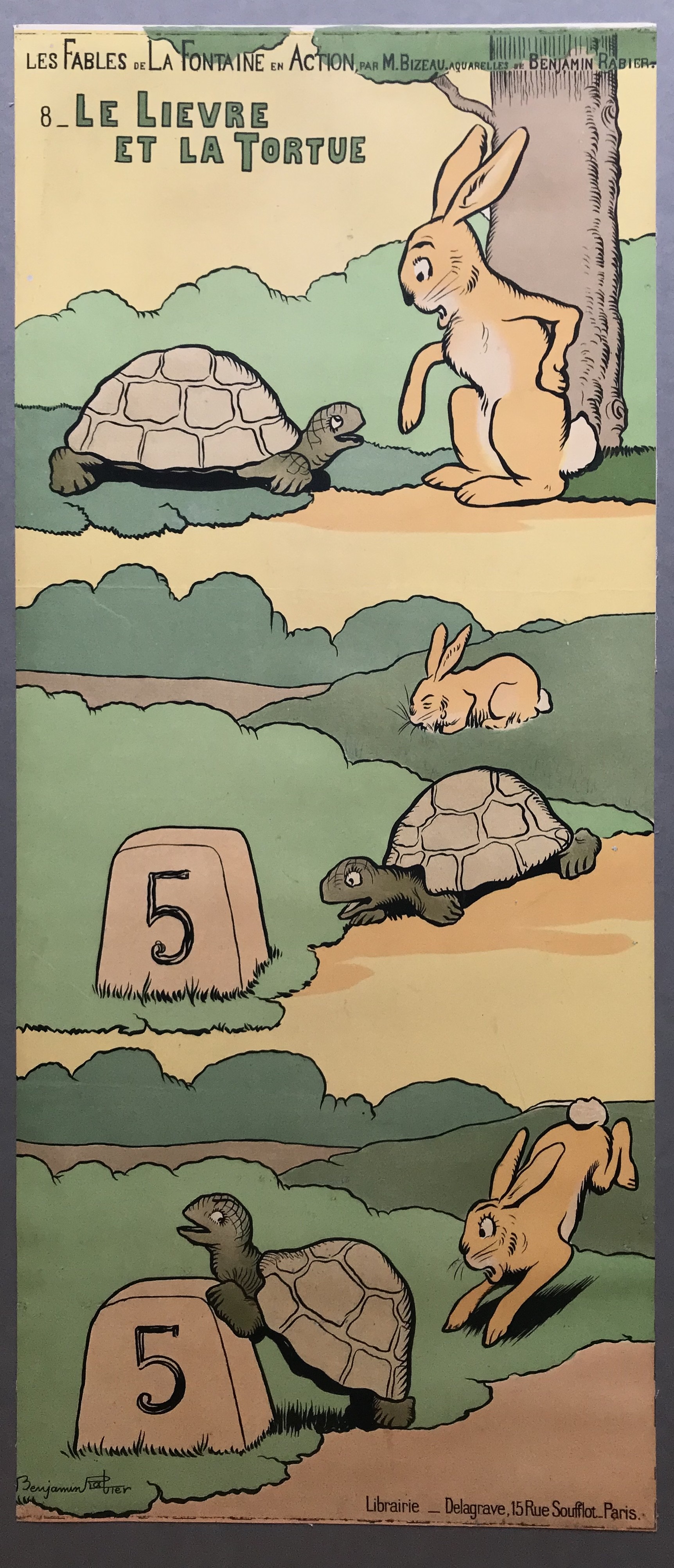 Le lièvre et la tortue, Benjamin Rabier, 1er quart 20e siècle