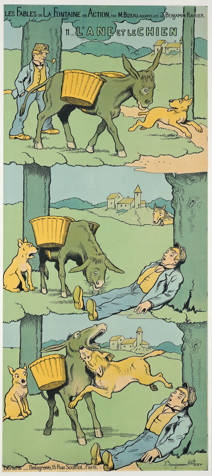 L'âne et le chien, Benjamin Rabier, 1er quart 20e siècle