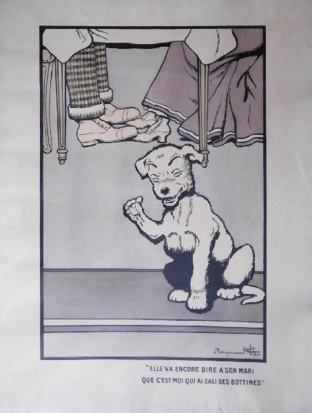 Elle va encore dire à son mari que c'est moi (qui ai sali ses bottines), Benjamin Rabier, 1ère moitié 20e siècle