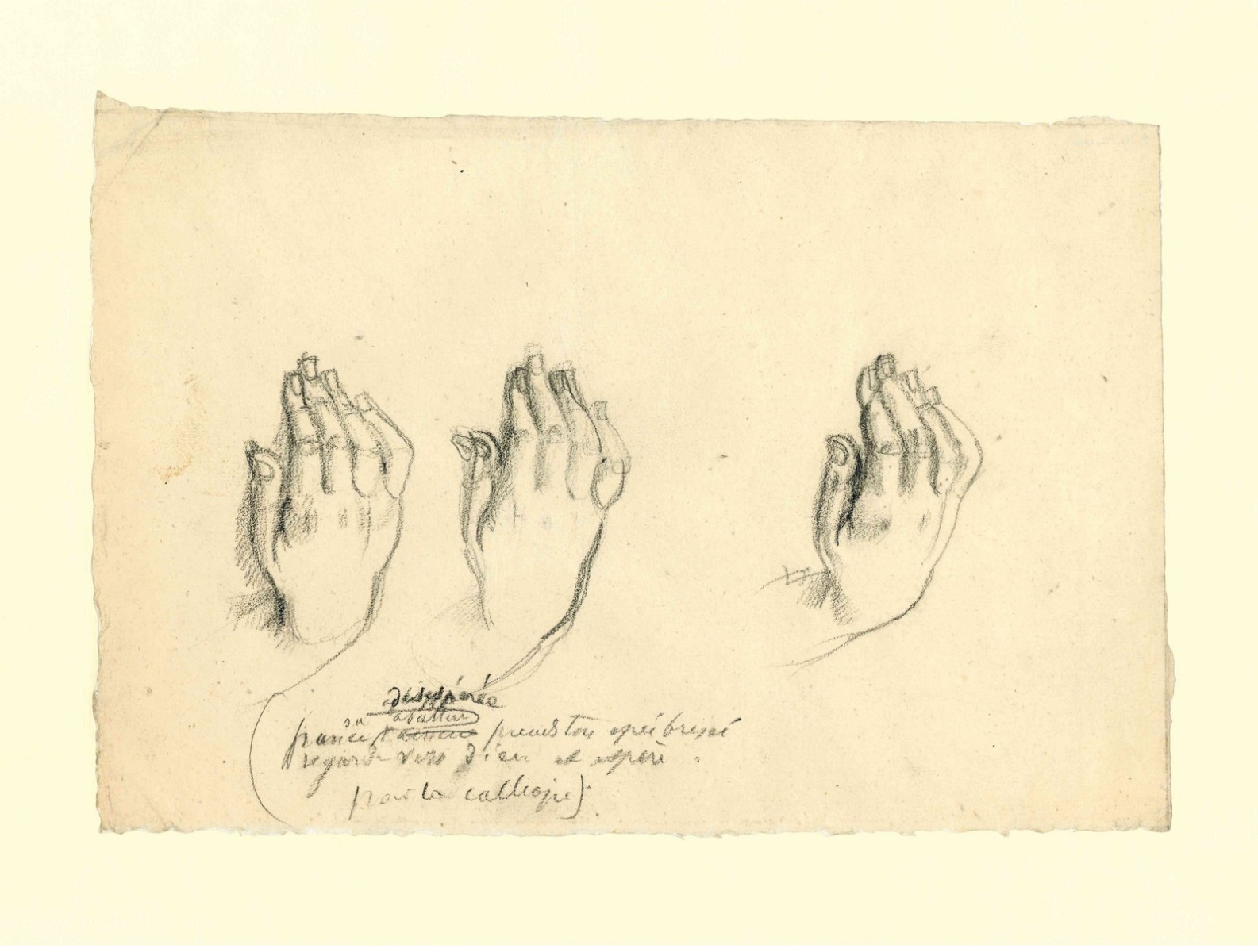 Etude pour la main de Calliope, Paul Baudry, 1861 Vers,1865