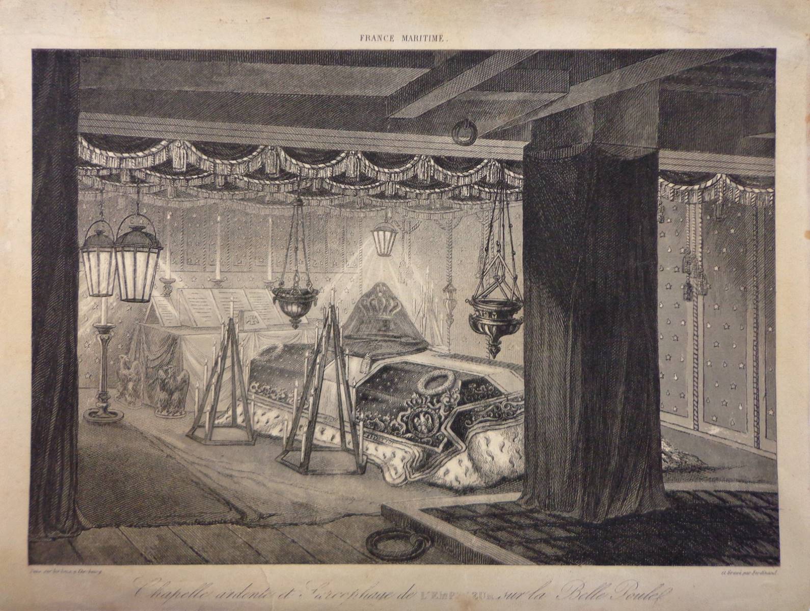 Chapelle ardente et sarcophage de l'Empereur sur La Belle Poule, Jean-Baptiste Isabey, 19e siècle