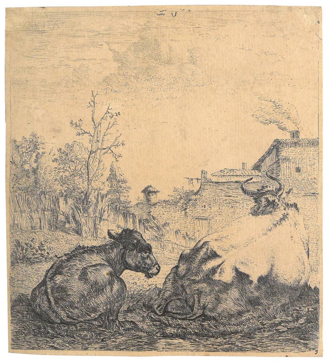 Vache et son veau, Karel Dujardin, 3e quart 17e siècle