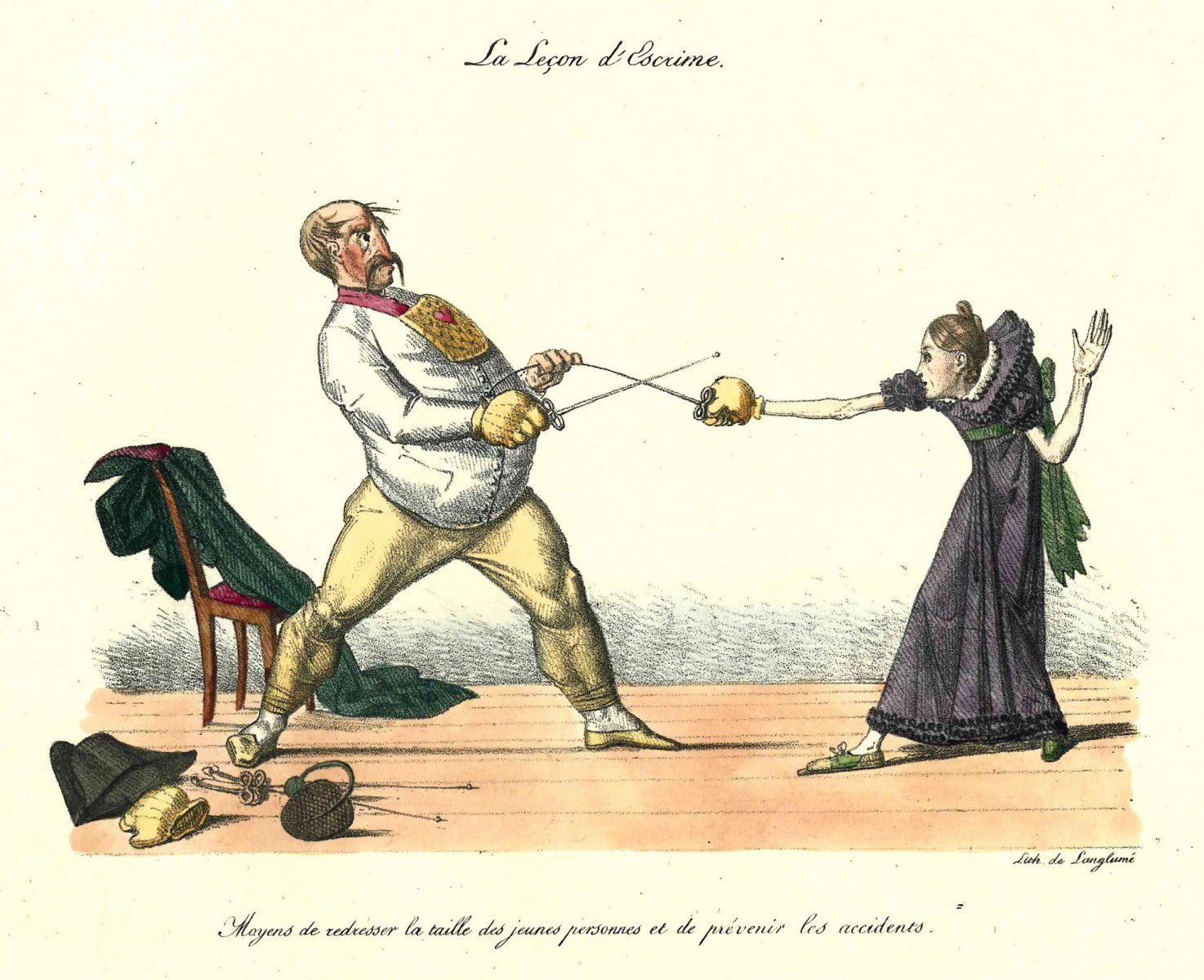 La Leçon d'Escrime, Pierre Langlumé, 1ère moitié 19e siècle