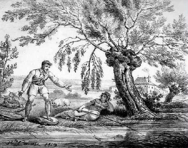 Les Poifsons et le Berger qui joue de la flûte (Livre X Fable 10)_0