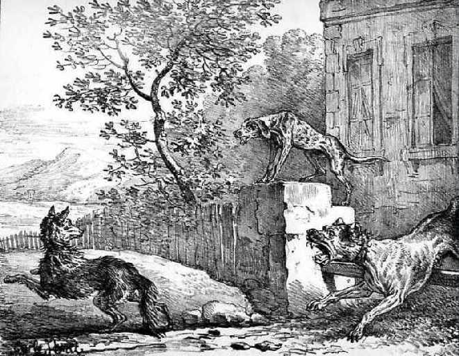 Le Loup et le Chien maigre, IX, 10, Carle Vernet, 1ère moitié 19e siècle