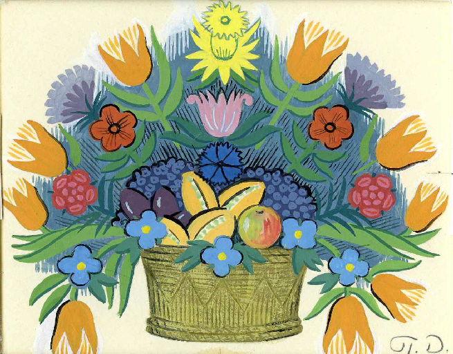 Panier de fleurs et de fruits_0