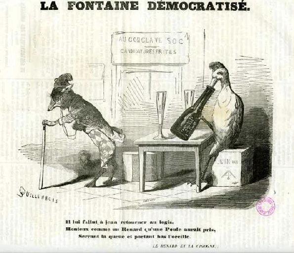 La Fontaine Démocratisé ; Le Renard et la Cigogne, I, 18_0