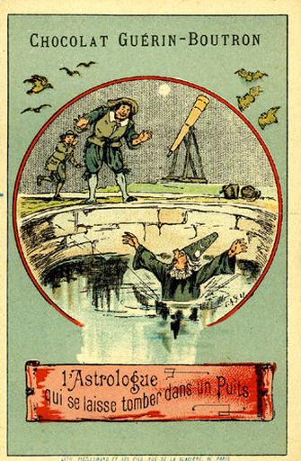 L'Astrologue qui se laisse tomber dans un puits, (Le texte de la fable est reproduit au revers)_0