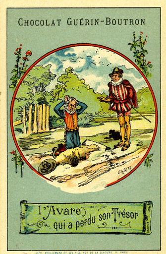 L'Avare qui a perdu son trésor, IV, 20 (Le texte de la fable est reproduit au revers)_0