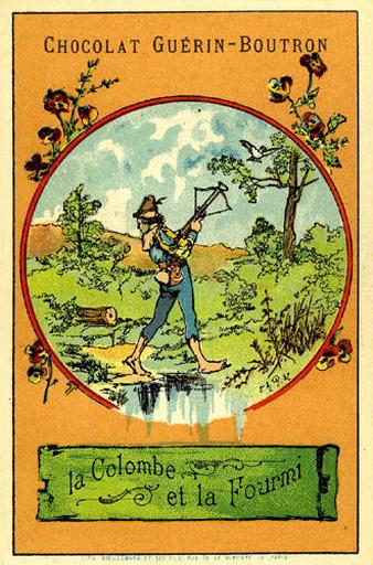 La Colombe et la Fourmi, II, 12 (Le texte de la fable est reproduit au revers)_0
