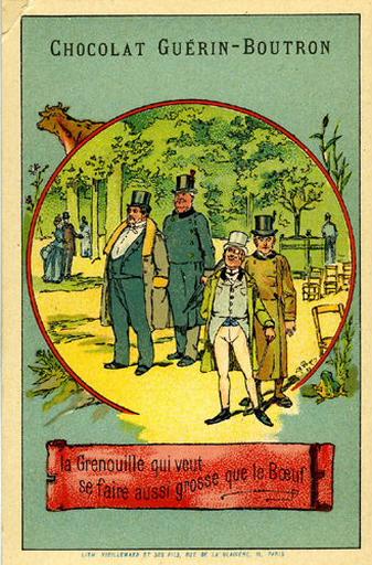 La Grenouille qui se veut faire aussi grosse que le boeuf, I,3 (Le texte de la fable est reproduit au revers)_0