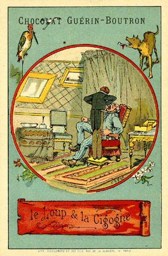 Le Loup et la Cigogne, III, 9 (Le texte de la fable est reproduit au revers)_0