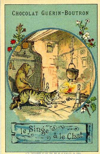 Le Singe et le Chat, IX, 17 (Le texte de la fable est reproduit au revers)_0