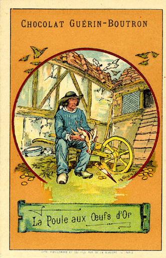 La Poule aux oeufs d'or, V, 13 (Le texte de la fable est reproduit au revers)_0