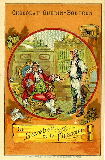 Le Savetier et le Financier, VIII, 2 (Le texte de la fable est reproduit au revers)_0