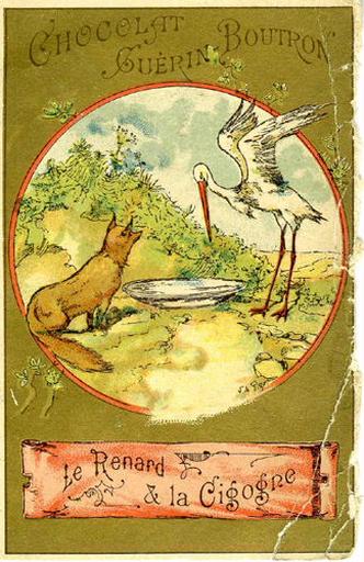 Le Renard et la Cigogne, I, 18 (Le texte de la fable est reproduit au revers)_0