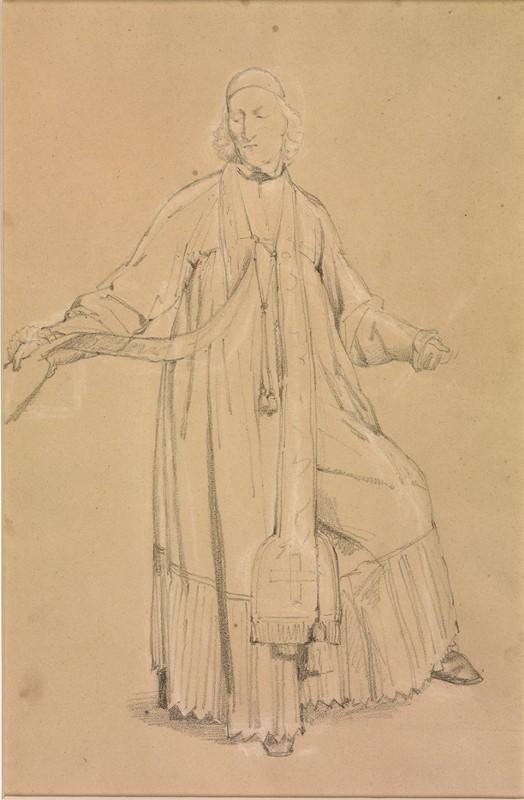 Prêtre en surplis, debout, présentant le côté droit de son étole, Louis Nicolas Lemasle, 1828