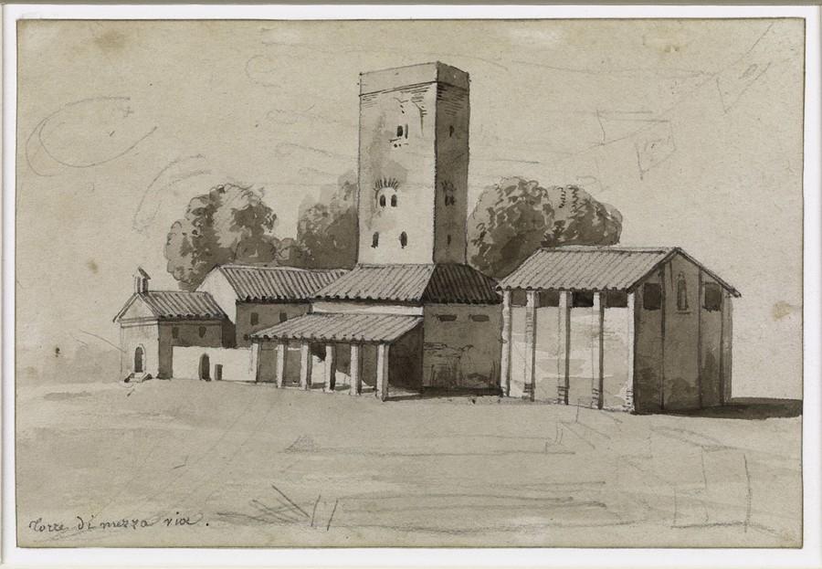 Albano, environ de Rome, la Torre di Mezzavia, Louis Nicolas Lemasle, 1812-1814