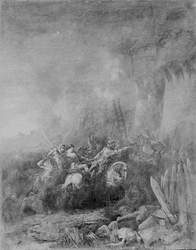 Capture de Jeanne d'Arc devant Compiègne, Joseph Navlet, 1869