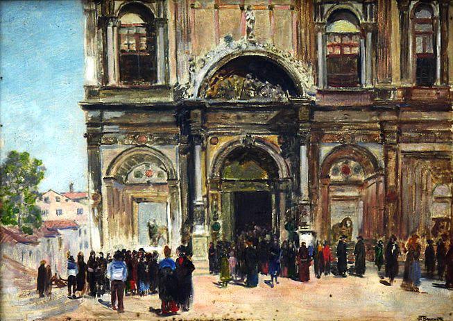 L'entrée de l'Ospédale à Venise (titre inscrit), Joseph Félix Bouchor, 4e quart 19e siècle