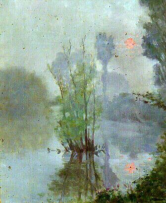 Dans la brume à Freneuse (titre inscrit), Joseph Félix Bouchor, 4e quart 19e siècle
