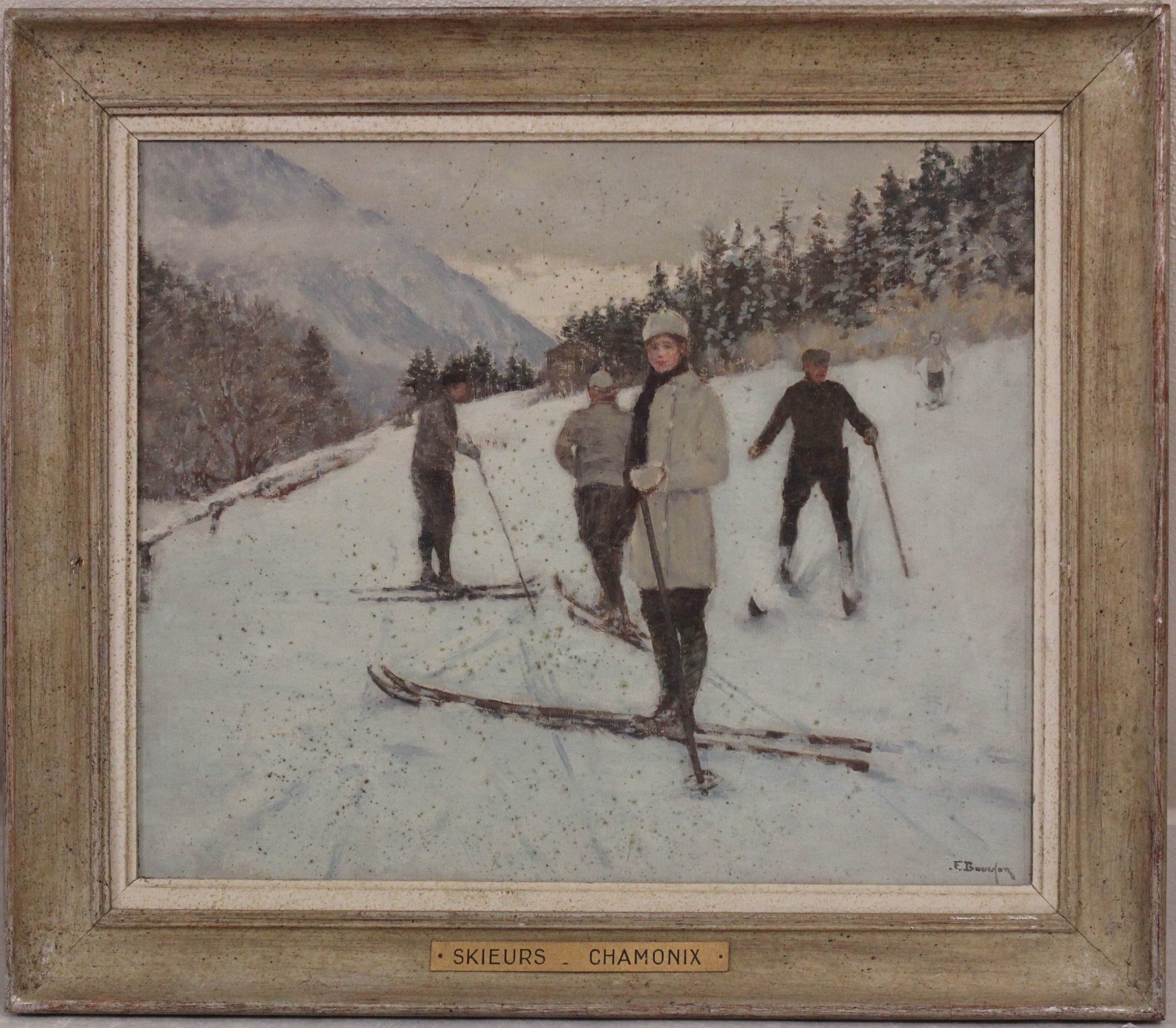Skieurs à Chamonix (titre inscrit), Joseph Félix Bouchor, 4e quart 19e siècle