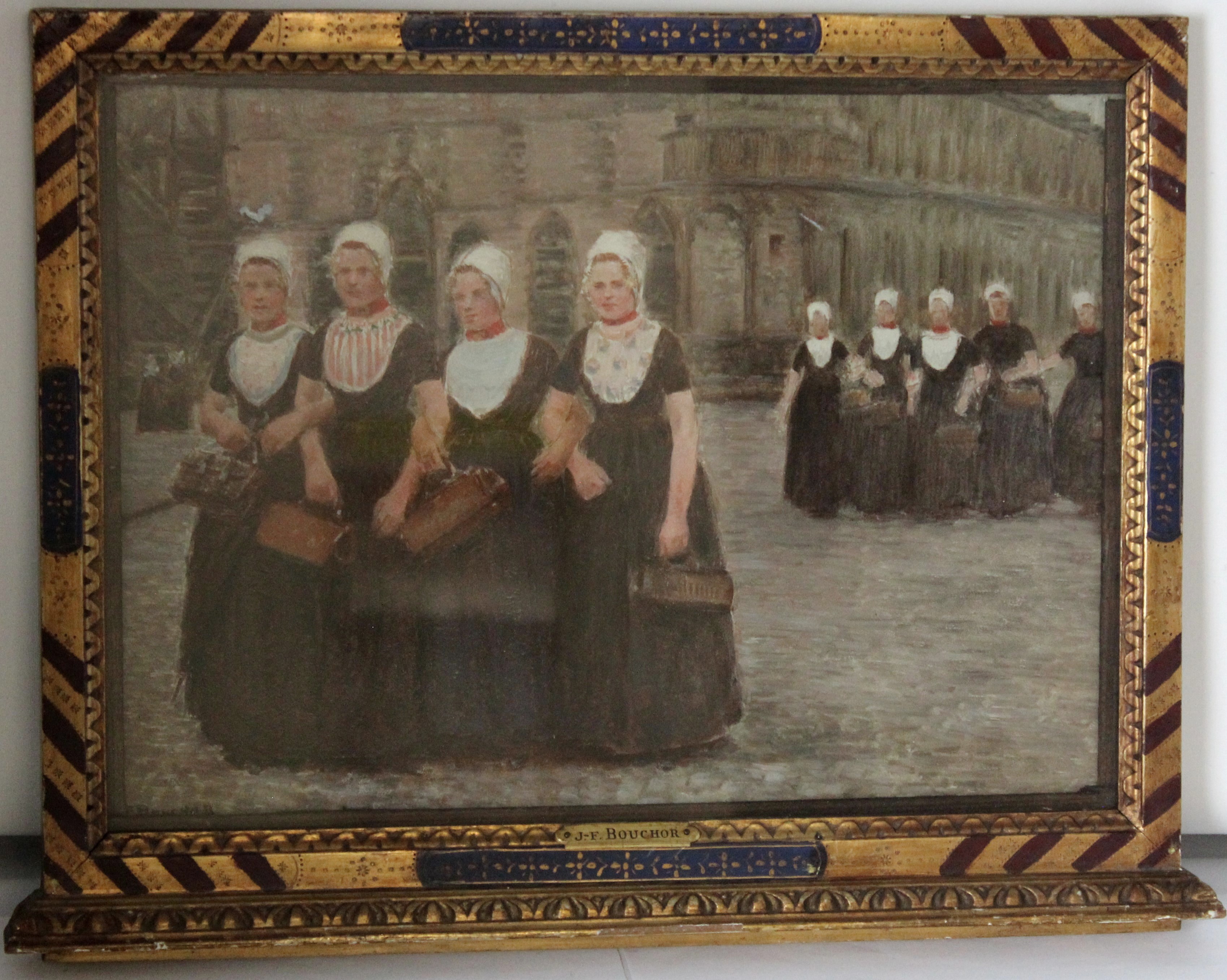 Promenade du dimanche, bras dessus, bras dessous, à Middelboug en Hollande (titre inscrit), Joseph Félix Bouchor, 4e quart 19e siècle