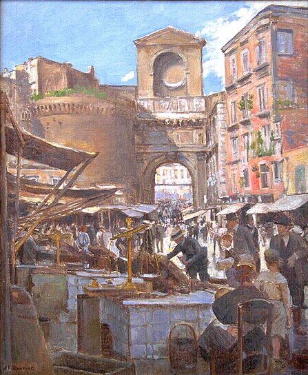 Porta Capuana à Naples (titre inscrit), Joseph Félix Bouchor, 4e quart 19e siècle