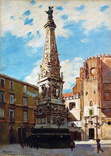 La colonne de San Domenico à Naples (titre inscrit), Joseph Félix Bouchor, 4e quart 19e siècle