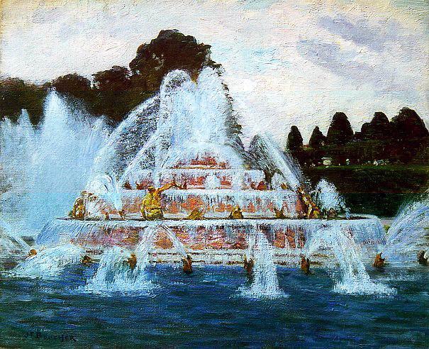 Les grandes eaux au bassin de Latone à Versailles (titre inscrit), Joseph Félix Bouchor, 4e quart 19e siècle