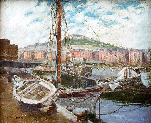 Le môle angevin à Naples (titre inscrit), Joseph Félix Bouchor, 4e quart 19e siècle