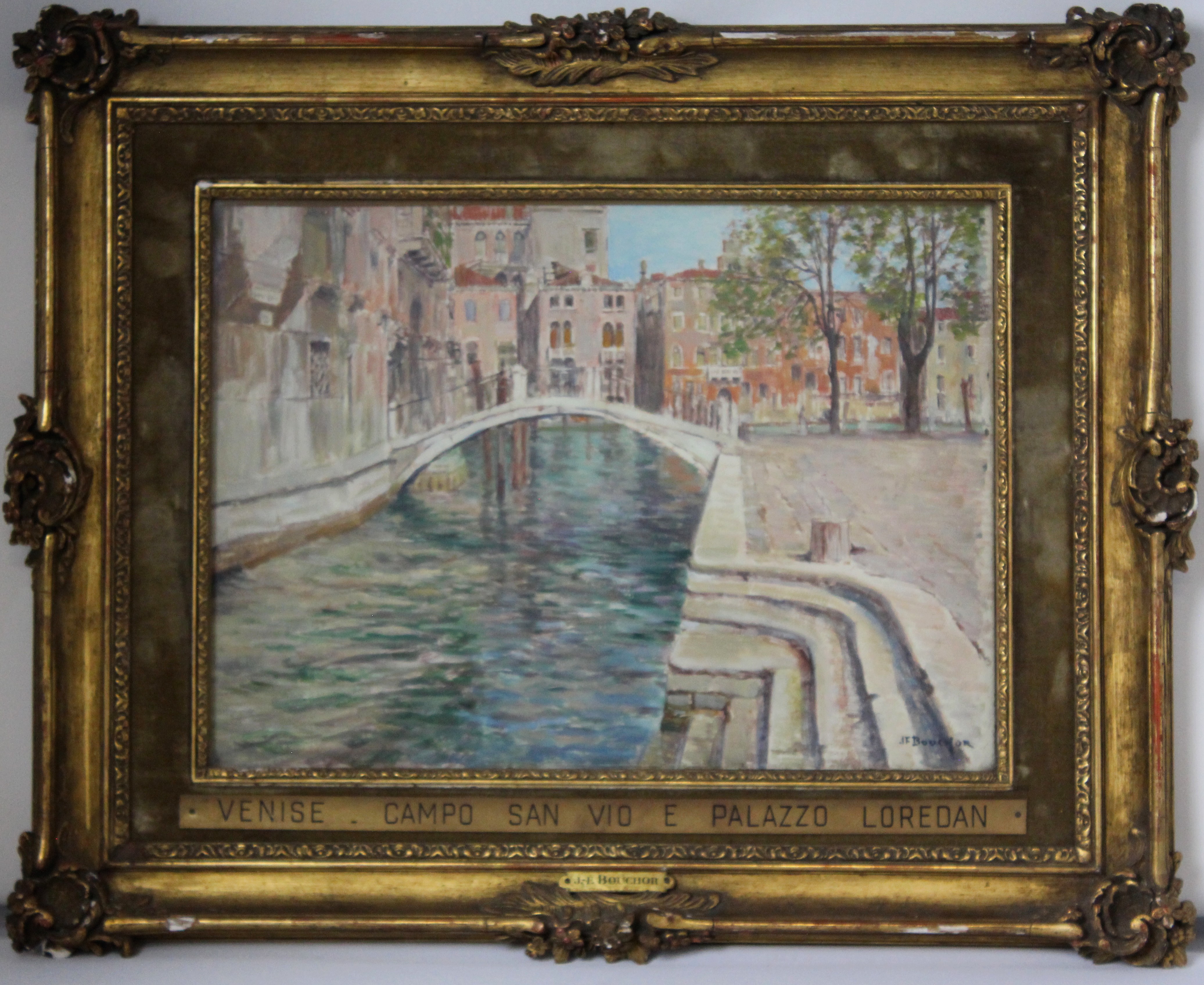 Le campo San Vio et le Palazzo Loredan à Venise (titre inscrit), Joseph Félix Bouchor, 4e quart 19e siècle