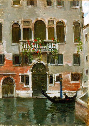 La porte d'eau à Venise (titre inscrit), Joseph Félix Bouchor, 4e quart 19e siècle