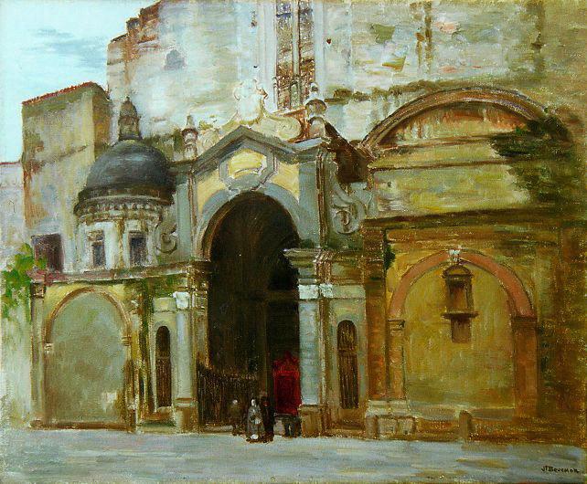 L'entrée de San Domenico Maggiore à Naples, Joseph Félix Bouchor, 4e quart 19e siècle