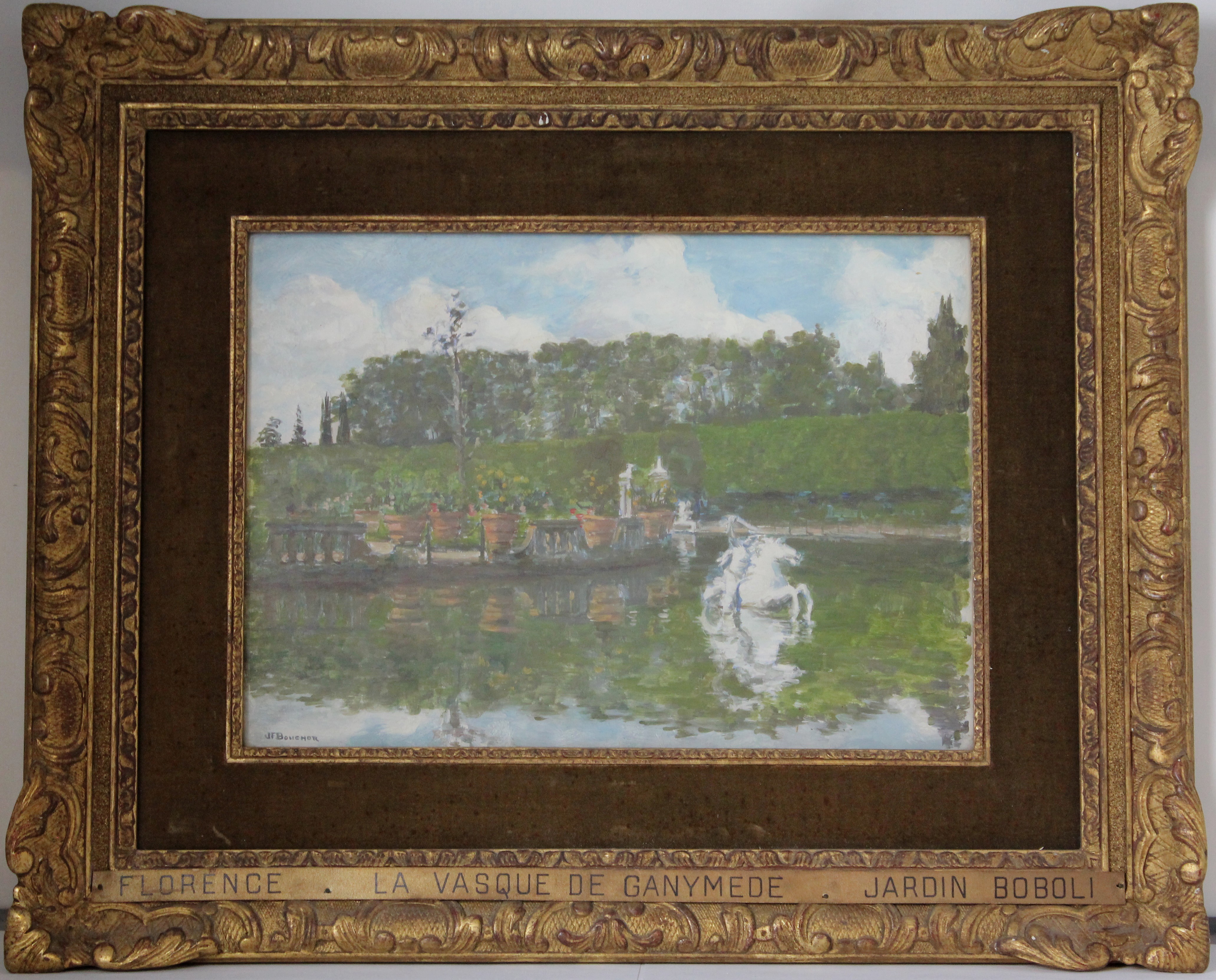 La vasque de Ganymède dans les jardins Boboli à Florence (titre inscrit), Joseph Félix Bouchor, 4e quart 19e siècle