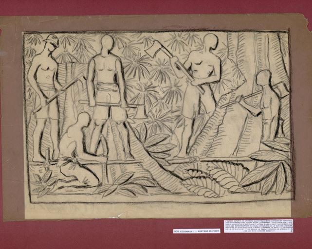 Bois coloniaux : I. Abattage en forêt, Emile Pinchon, 1930