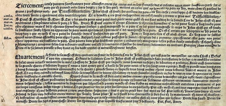 Articles véritables sur les horribles, grands et importables abus de la messe papalle, inventée directement contre la saincte Cène de Jésus-Christ (Titre inscrit) ; Placard contre la messe (Titre habituellement attribué au document)_2