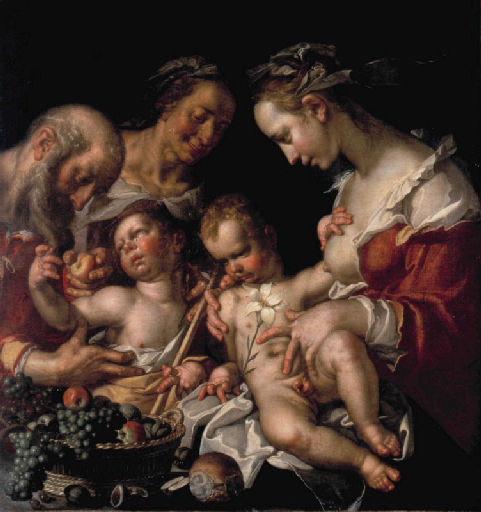 La Sainte Famille avec sainte Elisabeth et saint Jean-Baptiste enfant, Joachim Wtewael, 1590-1600