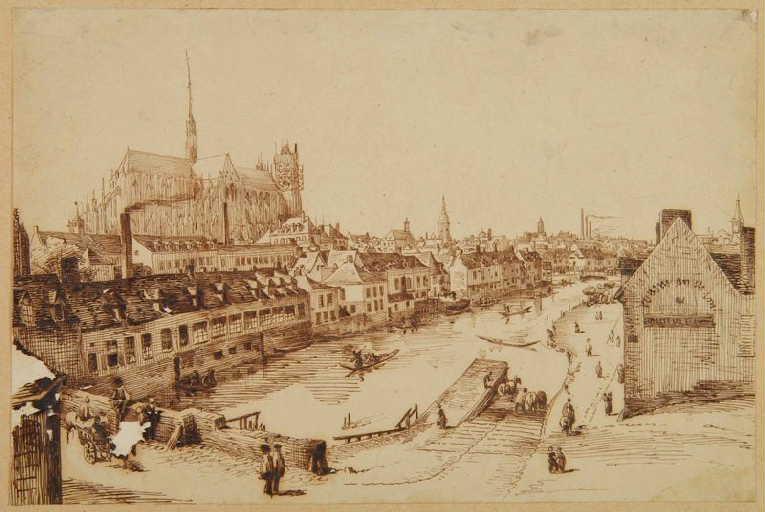 Amiens : quais de la Somme depuis le pont du Cange ; Amiens : le canal au pont du Cange_0